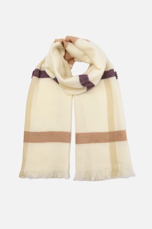 Trendyol Beige Soft Textured Plaid Scarf