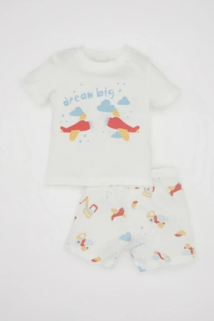 DEFACTO Baby Boy Printed Short Sleeve Shorts Cotton Pajama Set