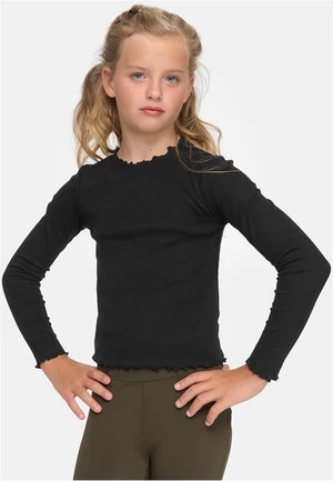 Girls' Long Sleeve Short Rib Black