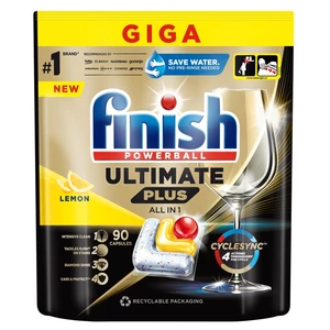 FINISH Ultimate Plus All in 1 Kapsule do umývačky riadu Lemon Sparkle  90 ks