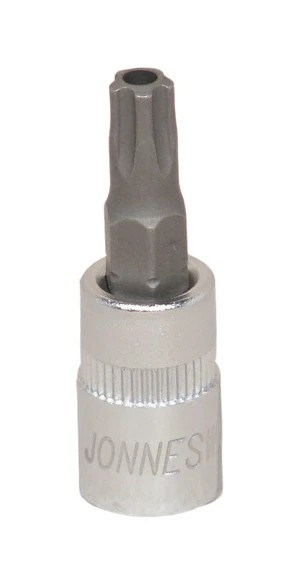 Zástrčné hlavice Torx s otvorem, 1/4", 5hranné, velikosti TS10-TS30 - JONNESWAY Profil: Torx, Velikost čtyřhranu: 1/4", Velikost: TS15