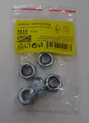 MDtools Matice 6hranné samojisticí DIN 985, pozinkované, různé rozměry Velikost: M10x1.5 mm