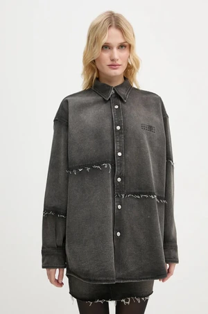 Džínová bunda MM6 Maison Margiela dámská, šedá barva, přechodná, oversize, S62AN0134.S30848