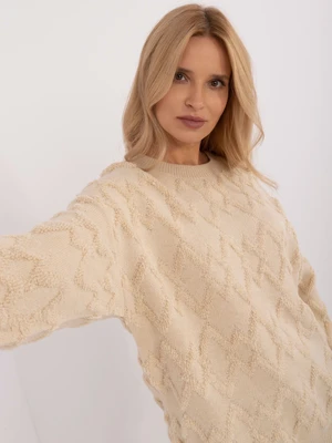 Light beige oversize sweater with long sleeves