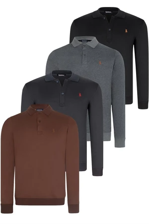 SET OF FOUR V4007 DEWBERRY MEN'S SWEATSHIRT-BLACK-NAVY-ANTHRACITE-BROWN