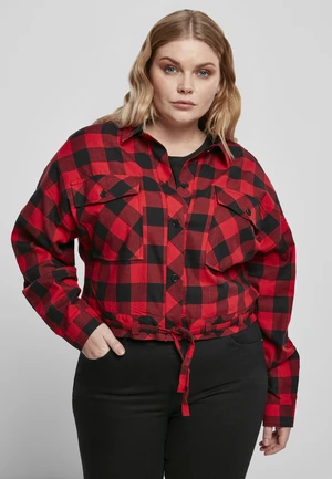 Women's short oversized shirt black/red