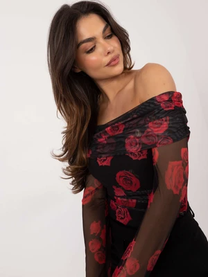 Black and red Spanish mesh blouse