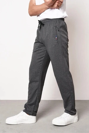 15740 Dewberry Zipper Pocket Embroidery Detailed Sweatpants-ANTHRACITE