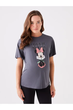 LC Waikiki Crew Neck Printed Short Sleeve Maternity T-Shirt