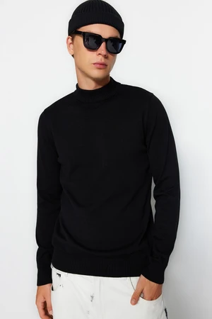 Trendyol Black Slim Fit Cotton Half Turtleneck 100% Cotton Basic Sweater