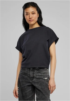 Women's T-shirt with a short pigment cut on the sleeve black