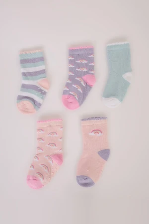 DEFACTO Baby Girl Non-Slip Sole 5-Pack Cotton Long Socks