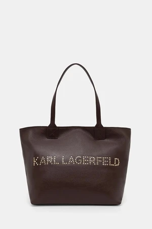 Kožená kabelka Karl Lagerfeld hnedá farba, 245W3087