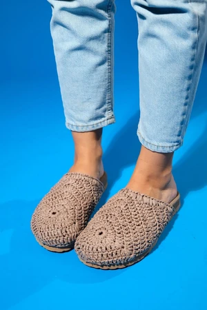 LuviShoes LOOP Light Brown Knitted Women's Slippers