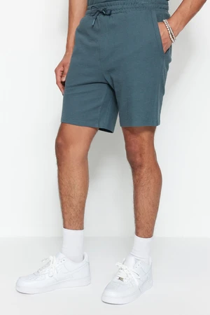 Trendyol Limited Edition Petrol Regular 100% Cotton Textured Shorts