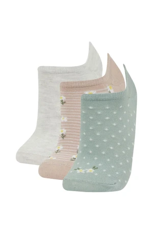 DEFACTO Women's 3-Piece Cotton Booties Socks