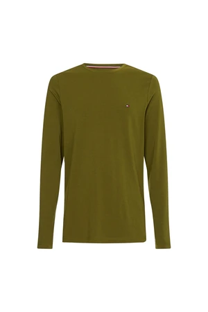 Tommy Hilfiger Tričko - STRETCH SLIM FIT LONG SLEEVE TEE zelené