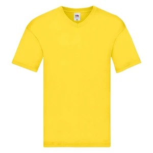 Original V-neck Fruit of the Loom Men's Yellow T-shirt