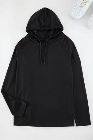 Trendyol Black Regular Cut Technical Fabric Hooded Sports Sweatshirt