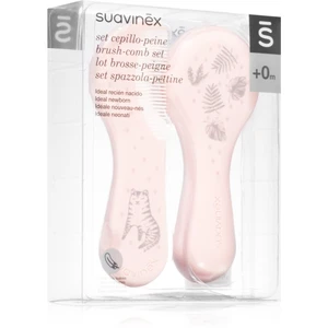 Suavinex Tigers Brush-comb Set sada pro děti od narození Pink 2 ks