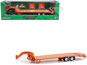 Gooseneck Trailer Orange with Red and White Conspicuity Stripes "Hobby Exclusive" Series 1/64 Diecast Model Car by Greenlight