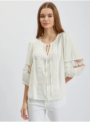 Creamy women's blouse with lace ORSAY