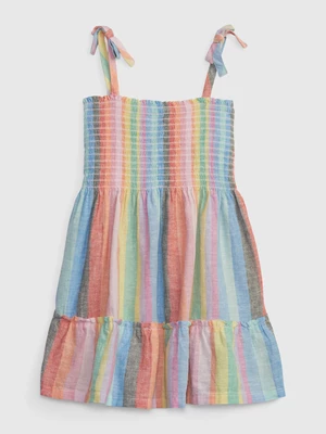 Blue-orange girls' striped dress with ruffle GAP