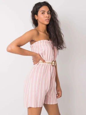 RUE PARIS Rózsaszín és fehér női jumpsuit