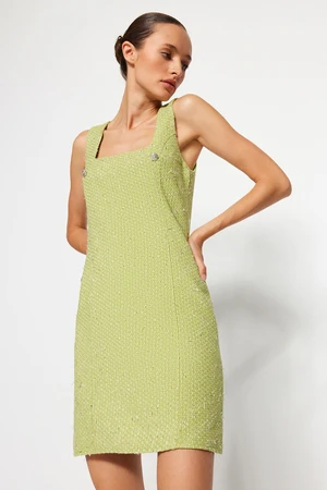 Trendyol Green Tweed Mini Woven Gilet Woven Dress