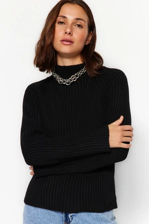 Trendyol Black Stand-Up Collar Knitwear Sweater