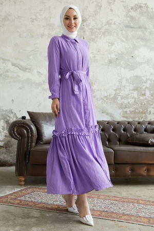 InStyle Nesya See-through Dress With Ruffles At The Hem - Lilac