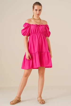 Bigdart 2351 Flared Poplin Dress - Fuchsia