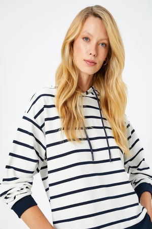 Koton Women's Navy Striped Sweatshirt