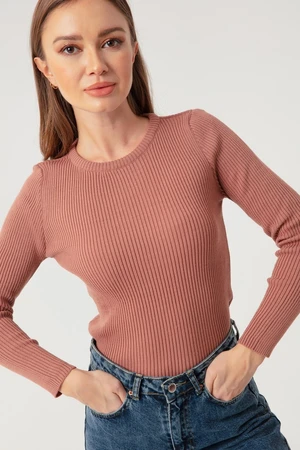 Lafaba Women's Dried Rose Crewneck Knitwear Sweater