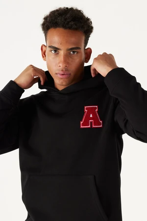 AC&Co / Altınyıldız Classics Men's Black Standard Fit Normal Cut, Fleece Inner Fleece Hooded Sweatshirt.