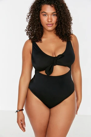 Trendyol Curve Black Cut Out Lace-Up Detailed Swimsuit