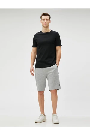 Koton College Shorts Tie Waist Zipper Pocket Detail.