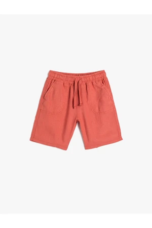 Koton Shorts Linen-Mixed with Tie Waist, Pockets.