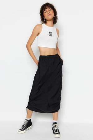 Trendyol Black Parachute Fabric Midi Skirt