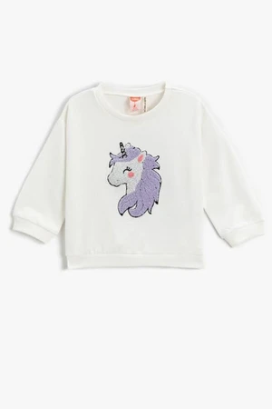 Koton Baby Girl Unicorn Applique Detailed Sweatshirt