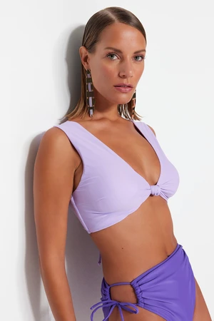 Trendyol Lilac Triangle Knot Bikini Top