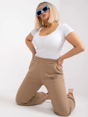 Dark Beige Plus Size Banni Cotton Sweatpants