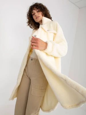 Ecru long fur collared shirt RUE PARIS