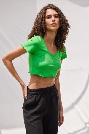 VATKALI V-Neck Crop Top Green