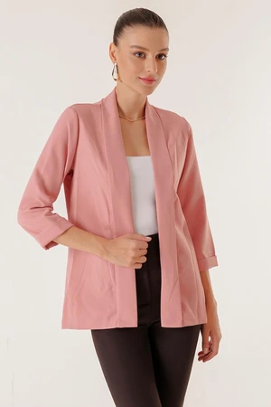 By Saygı Lycra Double Sleeve Fabric Short Jacket with Shawl Collar Width Length.