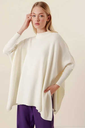 Bigdart 15783 Slit Poncho Sweater - White