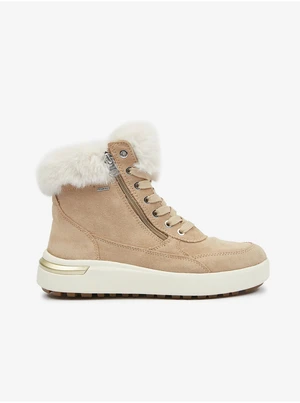 Beige Women's Suede Ankle Winter Boots Geox D Dalyla - Women