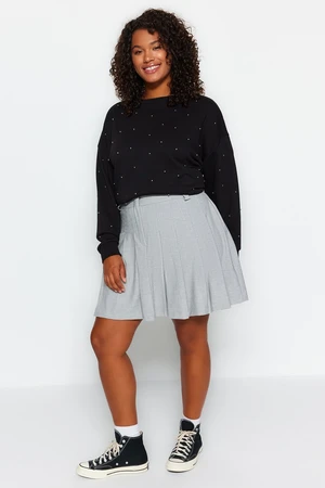 Trendyol Curve Gray Pleated Skater Woven Skirt