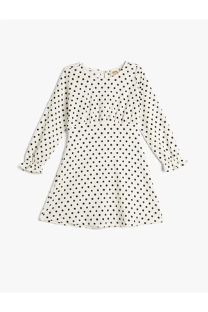 Koton Polka Dot Midi Dress Long Sleeves Round Neck