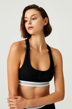 LOS OJOS x Melody Black Cotton Ribbed Bra